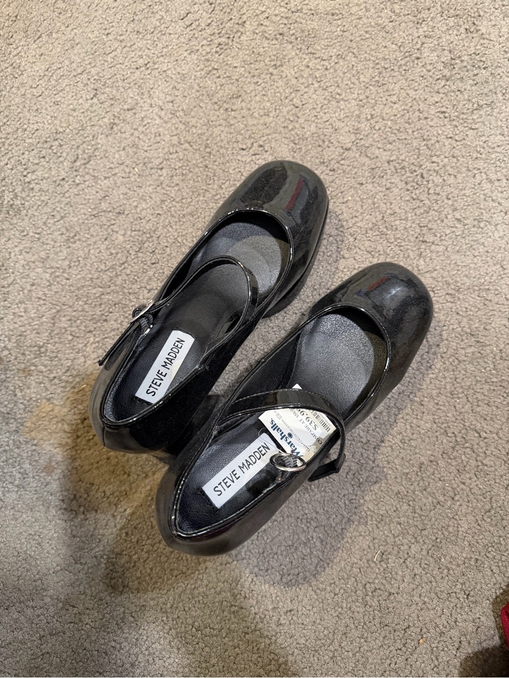 Steve Madden Black Patent Mary Jane Heels with Strap